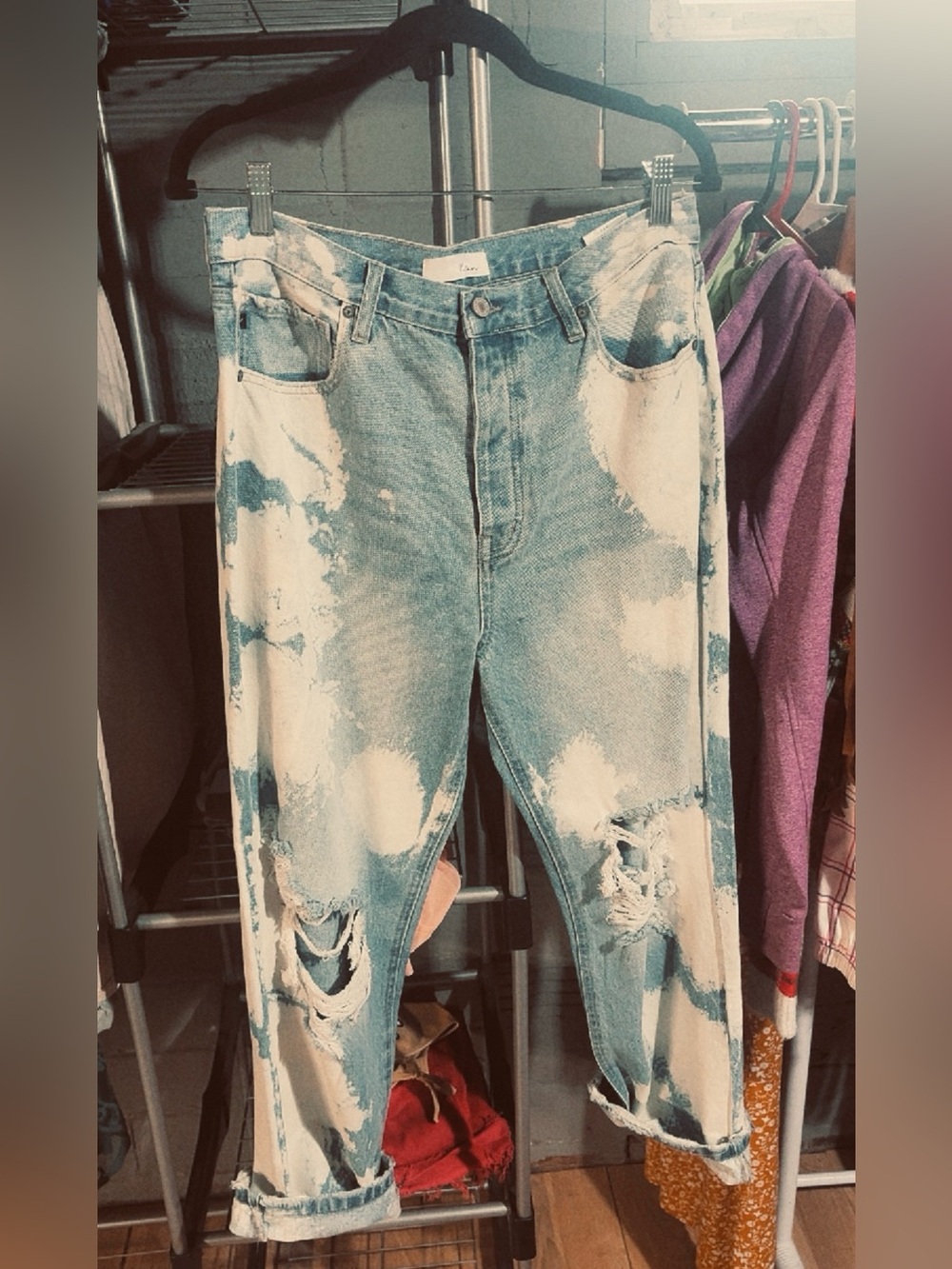 KanCan Bleached Blue & White Distressed Boyfriend Jeans